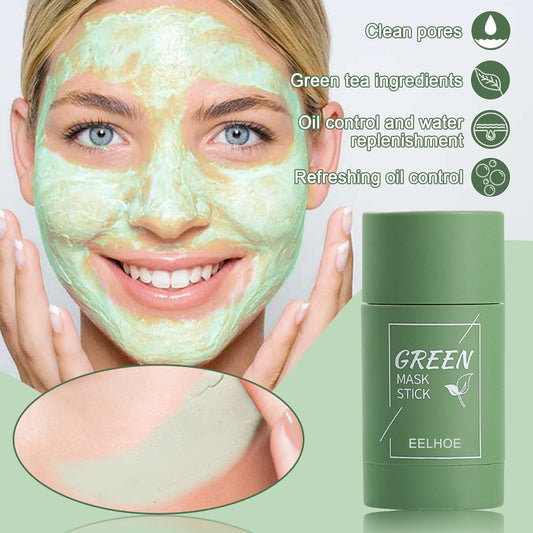 EELHOE Green Tea Solid Mask Deep Cleansing And Hydrating Mask Stick Shrinkage Of Pores Applicator Clay Mask